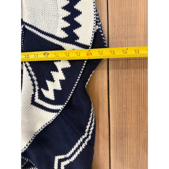 Chaps Women's 1X Blue Cream Aztec Geometric Knit Vest‎ Sleeveless Shawl Collar - Picture 7 of 8